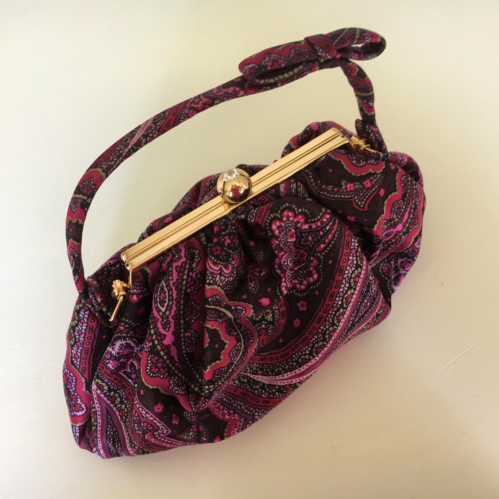 LOFT Purple Paisley Fabric Evening Bag